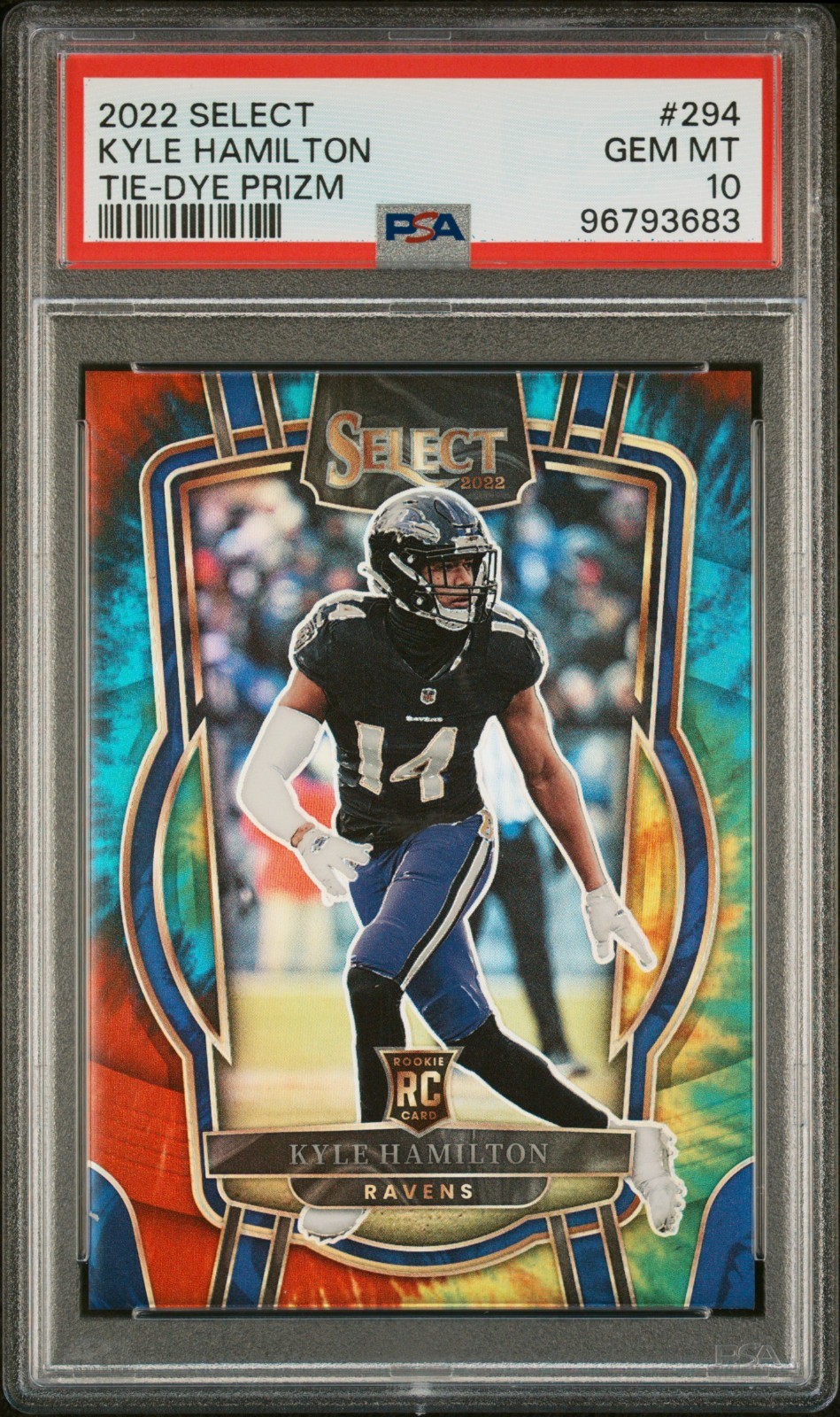 Kyle Hamilton 2022 Panini Select Club Level #294 Tie-Dye PSA 10 14/25 Jersey