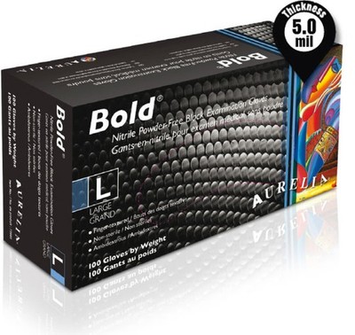 Supermax 73998 Aurelia Bold Nitrile Gloves Large Black Powder Free 100/Bx