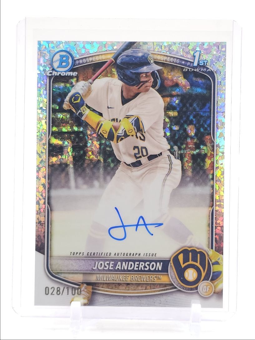 JOSE ANDERSON 2025 BOWMAN CHROME 1ST MINI DIAMOND REFRACTOR AUTO /100 Q2319