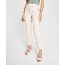AG Adriano Goldschmied Isabelle High Rise Crop Straight Jean 32 Ecru Minimalist