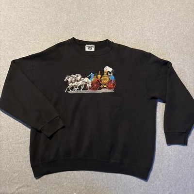 Vintage Heavyweight LEE XL Crew Neck Sweater Black Horse Fire Engine RARE 