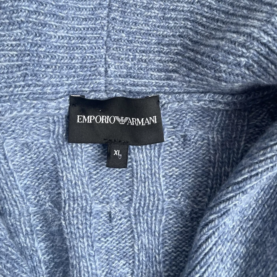 Suéter cárdigan tejido lana/cachemira azul para mujer Emporio Armani (talla XL) Foto 3 de 4
