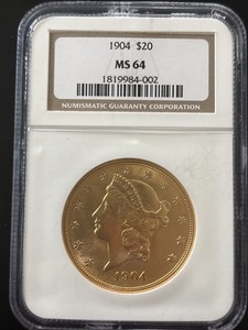 1904 Liberty Head Double Eagle Gold $20 MS 64