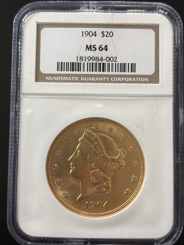 1904 Liberty Head Double Eagle Gold $20 MS 64