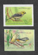 AUSTRALIA BIRDS   PARDALOTES  NATURE SELF ADHESIVE  MNH 2013