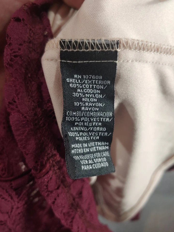 Vestido R K Talla 14P Mujer Manga Casquillo Encaje Cremallera Trasera Mezcla Algodón Foto 4 de 4