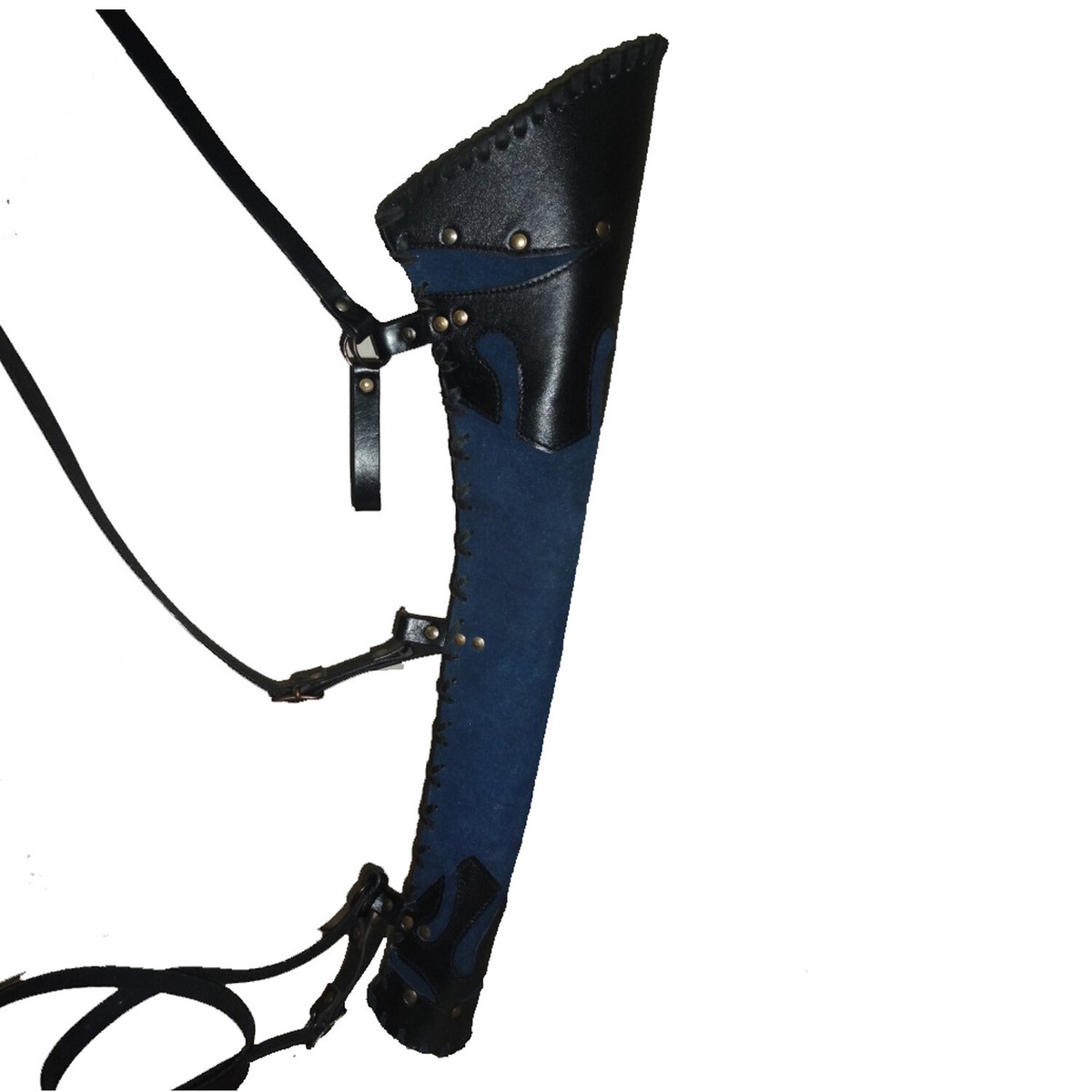 Porte-carquois Cuir Elven Rangers Bleu/noir - GN Et Costume, Taille Unique