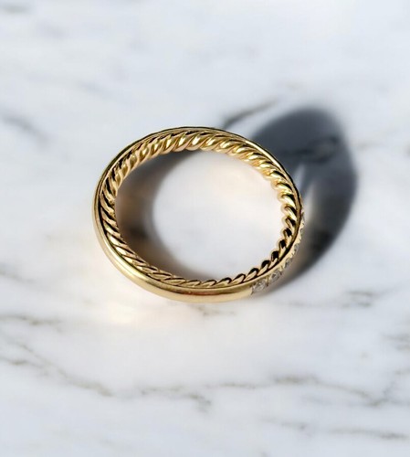 David Yurman 18K Yellow Gold Eden Partway Women's Diamond Band Size 3US - Imagen 4 de 4