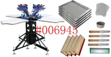 Newest 4 Color 4 Station Screen Printing Kit with Adjustable Press No Ink USA