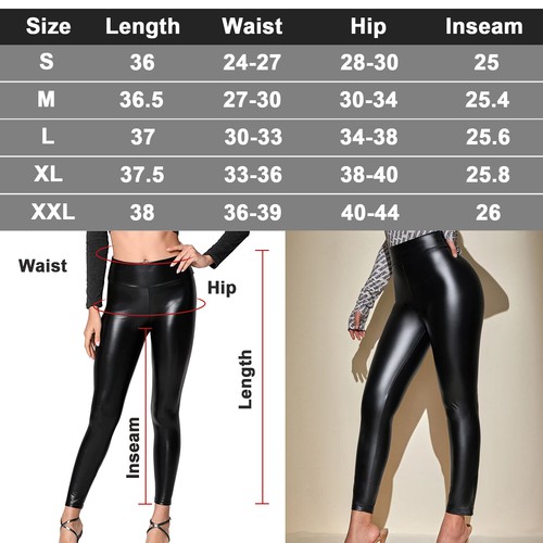 Women High Waist Sexy Faux Leather Leggings Comfy Stretchy Pleather Pants New - Picture 3 of 12