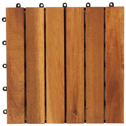 vidaXL 10 pcs Acacia Decking Tiles 30 x 30 cm Vertical Pattern - Picture 4 of 7