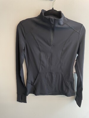 YOGALICIOUS 1/4 Zip Top Jacket w/Thumb Holes & Pockets ~Black~ Size XS ~New NWT