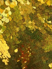 Paillette Round GOLD Iridescent Sequins On A GOLD Mesh-By Yard.
