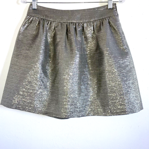 BANANA REPUBLIC 2 Sparkly Silver Sheen Flared Party Skirt Short Mini Neutral