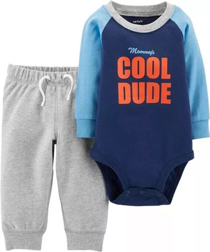 Carter's Baby Boys' 2-Piece Long Sleeve Bodysuit & Jogger Set NB-24M - Picture 3 of 4