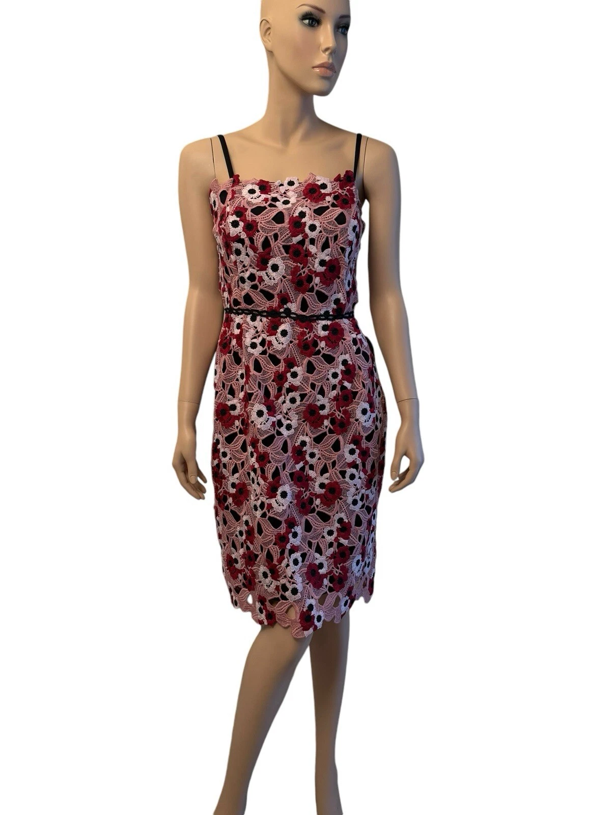 Adelyn Rae Lace Sheat Floral Mini Dress Size M