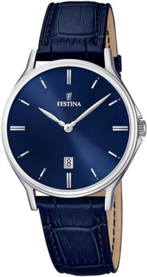 Festina Herrenarmbanduhr Klassik Quarz Edelstahl Lederarmband | eUVP 79,00  