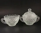 Dunbar Glass HOBNAIL Creamer & Sugar Bowl with Lid