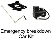 1 Tonne Car Garage Emergency Wind Up Scissor Jack + 12v Mini Air Tyre Inflator