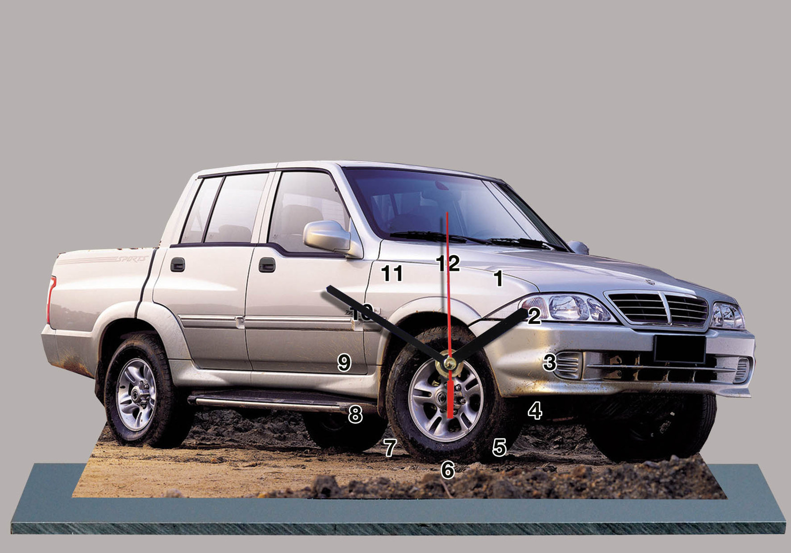 Horloge miniature SsangYong-Musso -02 de haute précision en alliage brossé