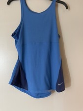 Women's Nike Yoga Training Ribbed Material TIGHT FIT Tank Top Blue Size L