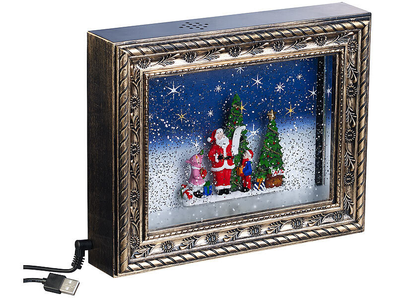 Cadre décoratif de Noël avec LED musique et neige Infactory pour fête hiver
