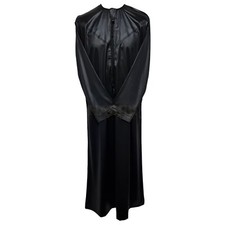 High Quality Shiny Emirate Men's Black Long Sleeve Thobe Jubba Dishdasha