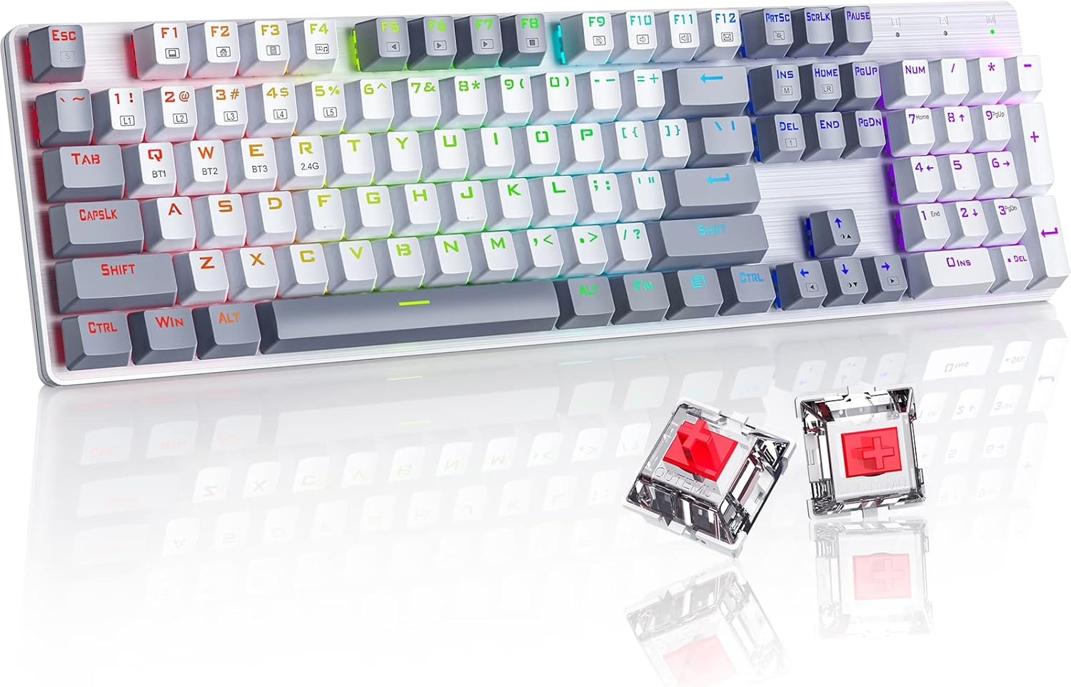 Wireless Mechanical Gaming Keyboard with Triple Mode 2.4G USB-C Bluetooth Connectivity-image