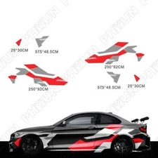 Car Body Side Sticker Red+Deep Grey Racing Sport Styling Graphic Decal Both Side
