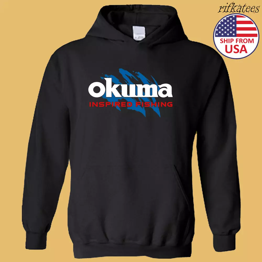 Okuma Fishing Logo Black Hoodie Sweatshirt Size S-3XL