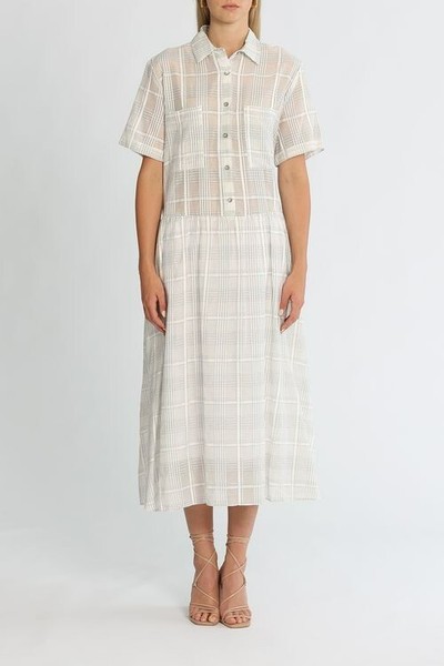 APARTMENT CLOTHING Sarai Maxi Shirt Dress Check Pre owned Casual Size 12 AU