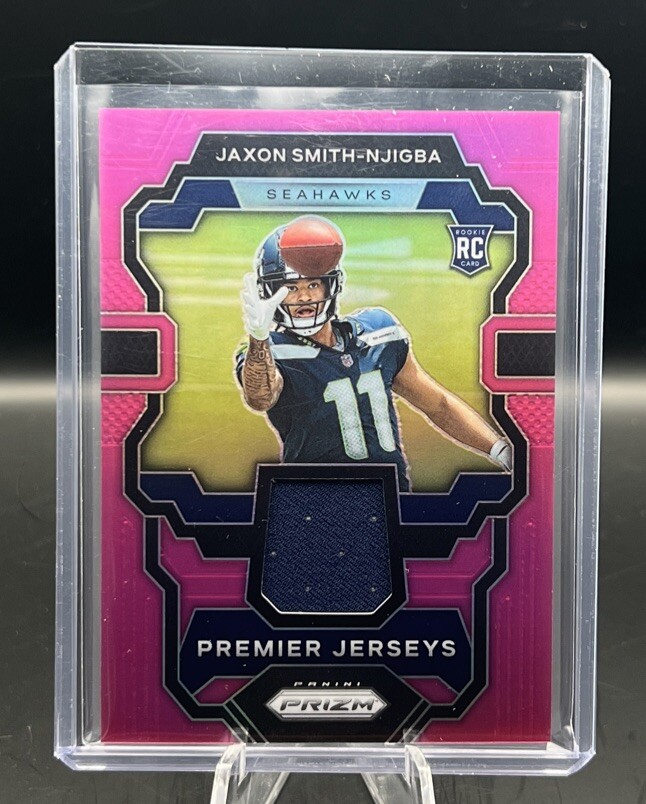 2023 Panini Prizm Pink Jaxon Smith-Njigba Rookie Premier Jerseys Patch Seahawks