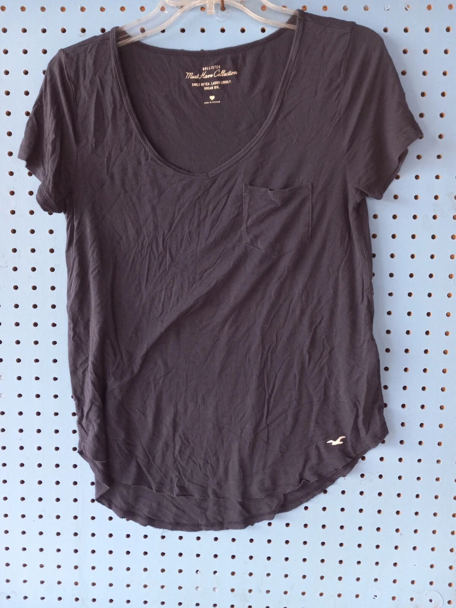 hollister juniors Small Navy Blue T shirt Short Sleeve And V neck Logo