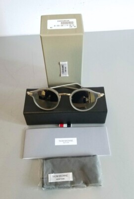 THOM BROWNE TB-011 G-T-GREY-GLD SUNGLASSES SATIN GREY-CRYSTAL 18K