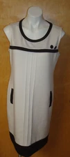 Michael Tyler White and Black Sheath Dress. Sleeveless Flapper Style. Size Large