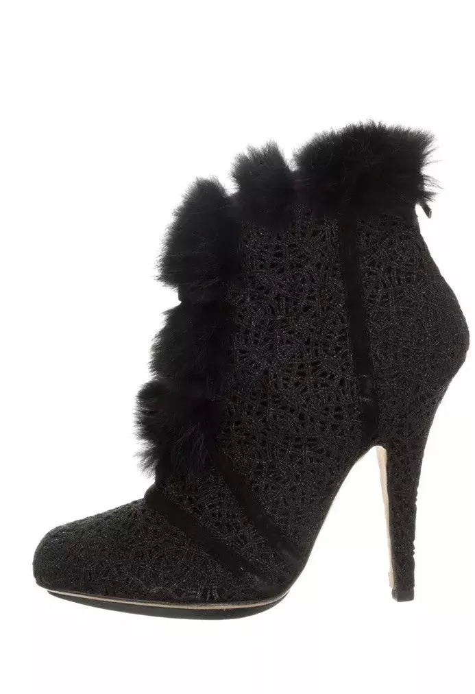 Bottes bottines en fourrure étincelante en dentelle noire Christian Dior ! 39