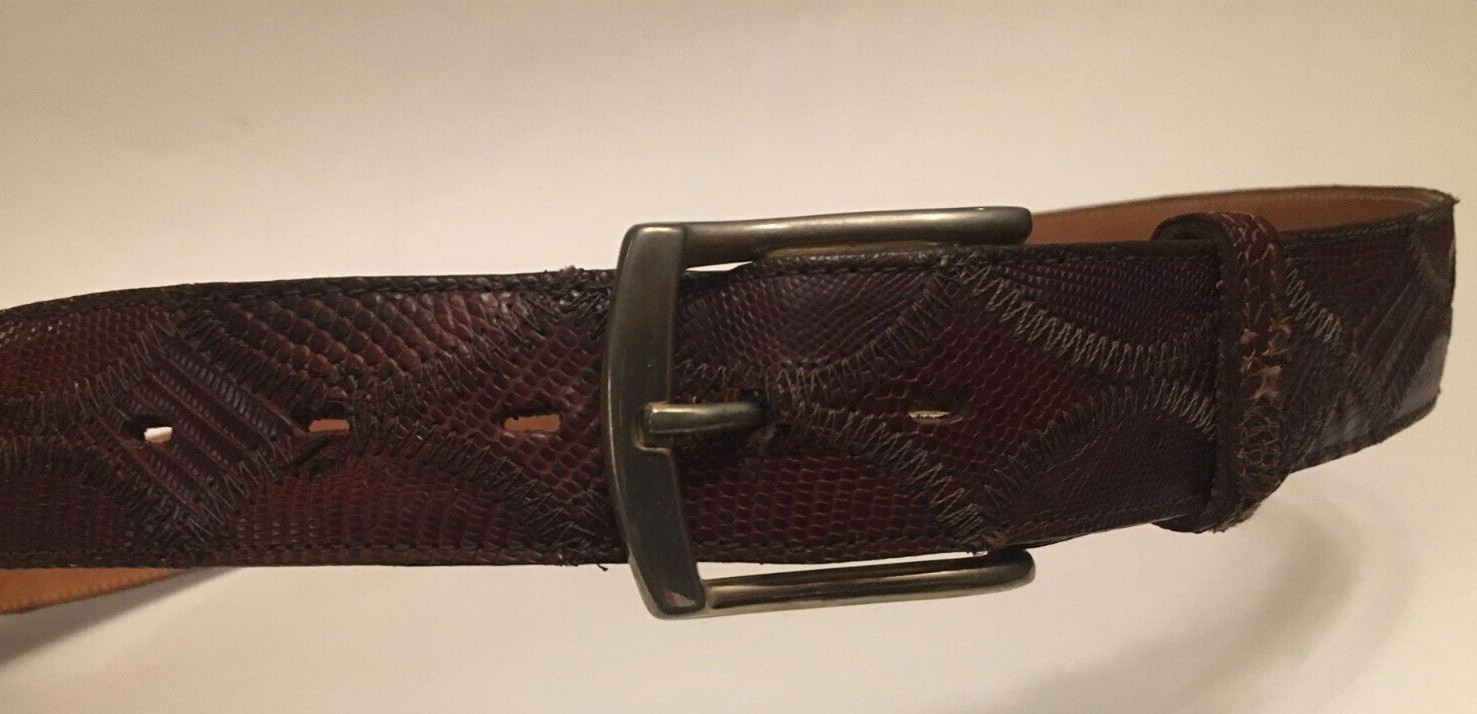 Original Lizard Teju Skin Black,Cherry Western Style Belt
