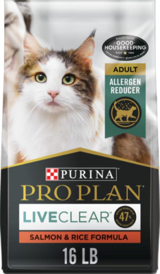 Purina Pro Plan LiveClear Probiotic High Protein Salmon & Rice Dry Cat Food,16lb