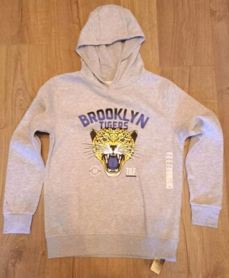 11-12 Jahre, Kinder grau Marl Hoodie, Brooklyn Tigers, Dunnes Stores, Brandneu mit Etikett