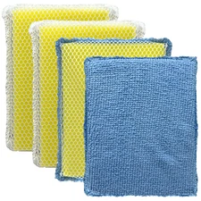 Dual Sided Sponges 4 Pk - Microfiber and Nylon Net Non Scratch by LOLA