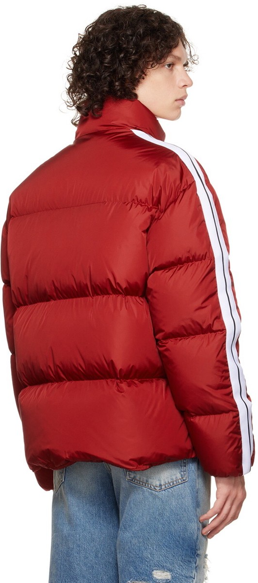 PALM ANGELS Men's Red Classic Track Down Jacket Large Puffer