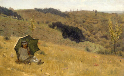 Art peinture à l'huile Lawrence Alma-Tadema - Beau temps jolie petite fille en vue - Photo 1 sur 1