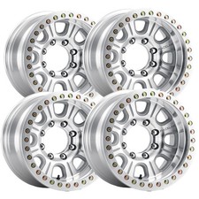 Set Of 4 Raceline Monster Beadlock 17x9.5 5x5.5 -32mm Machined Wheels Rims