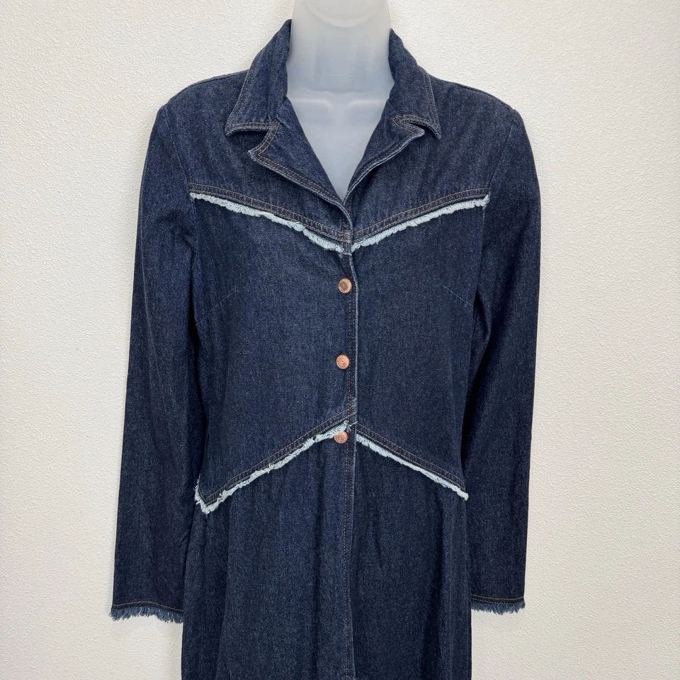 Chaqueta Paris Azul De Colección Para Mujer Gabardina Azul Medio Y2K Denim Oscuro Occidental Foto 2 de 4