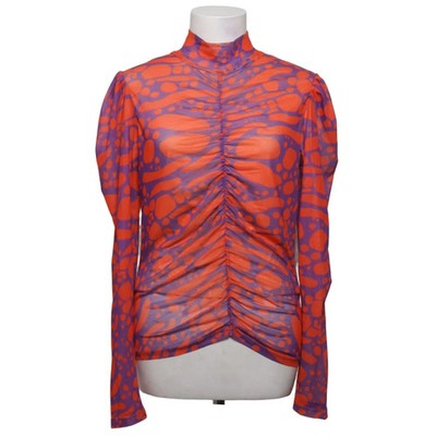 HUNKØN, Top, Größe: L, Mallory Wrinkle Blouse, Lila/Orange/Mehrfarbig #dZY