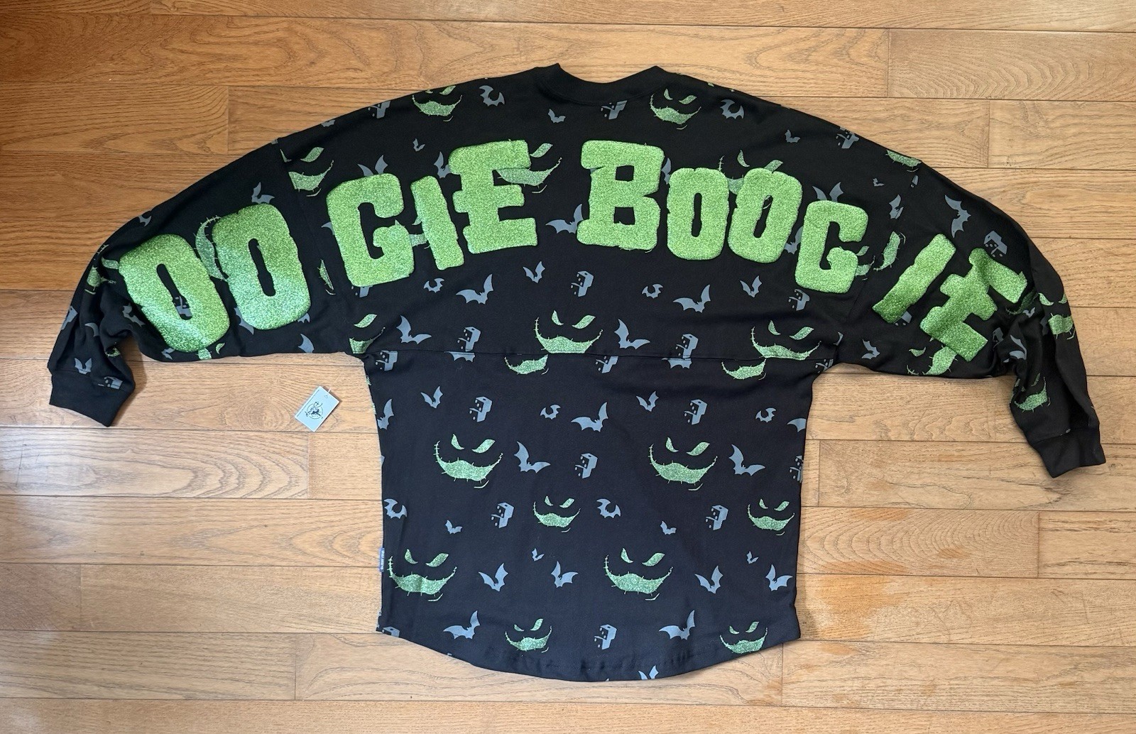 Camiseta Disney Oogie Boogie Spirit Halloween Negra Verde Brillo Nueva con Etiquetas Pequeña