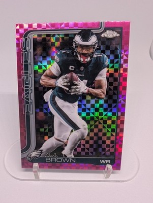 AJ Brown 2025 Topps Chrome Hot Pink X-Fractor Eagles #243