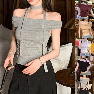 Modisches kurzärmliges schulterfreies Damen TShirt für Sommeraktivitäten
