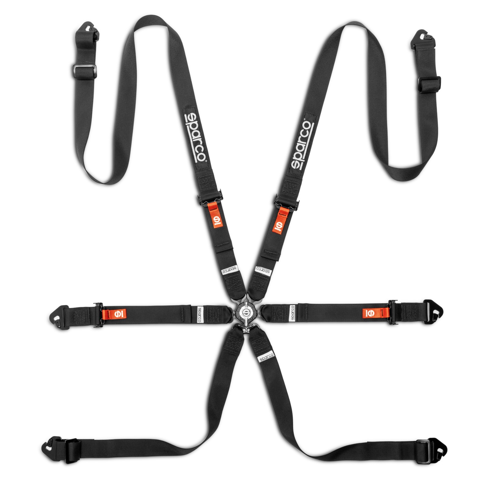 Sparco Competition H-2 PU 6 Point Harness - Black - FIA 8853-2016 Approved