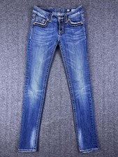 Miss Me Jeans Womens 27 Blue Irene Skinny Low Rise Distressed 27x32 Denim
